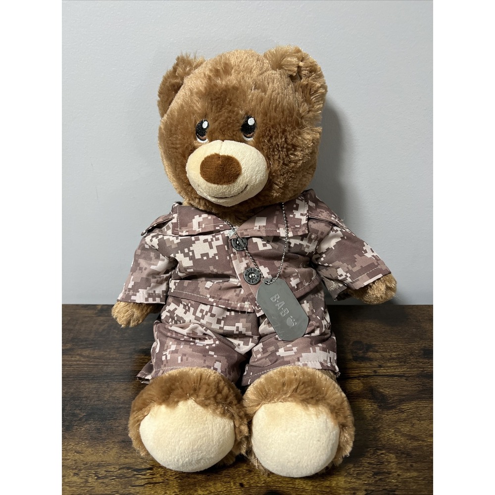 2015 Build A Bear Teddy Military Camo Army Soldier Outfit Shirt, Pants, Dog Tag